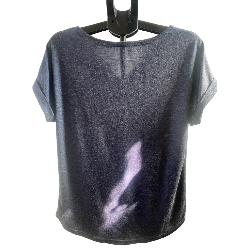 SHEIN Navy V-Neck Short Sleeve Tee, Size S - Picture 2 of 6